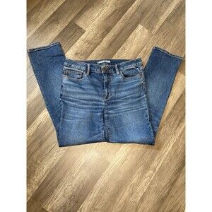 Lands End Blue Denim Jeans Women's 12 Medium Wash Straight Leg Stretch